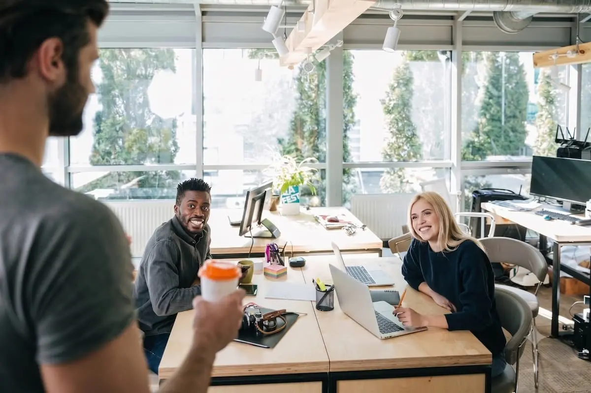 SEO agency team discussing a client content plan
